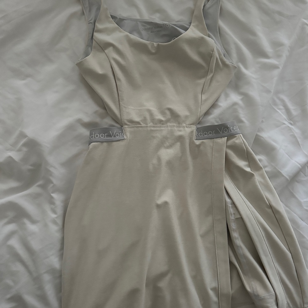 Outdoor Voices Women's Cream Tennis Dress With Built In Shorts